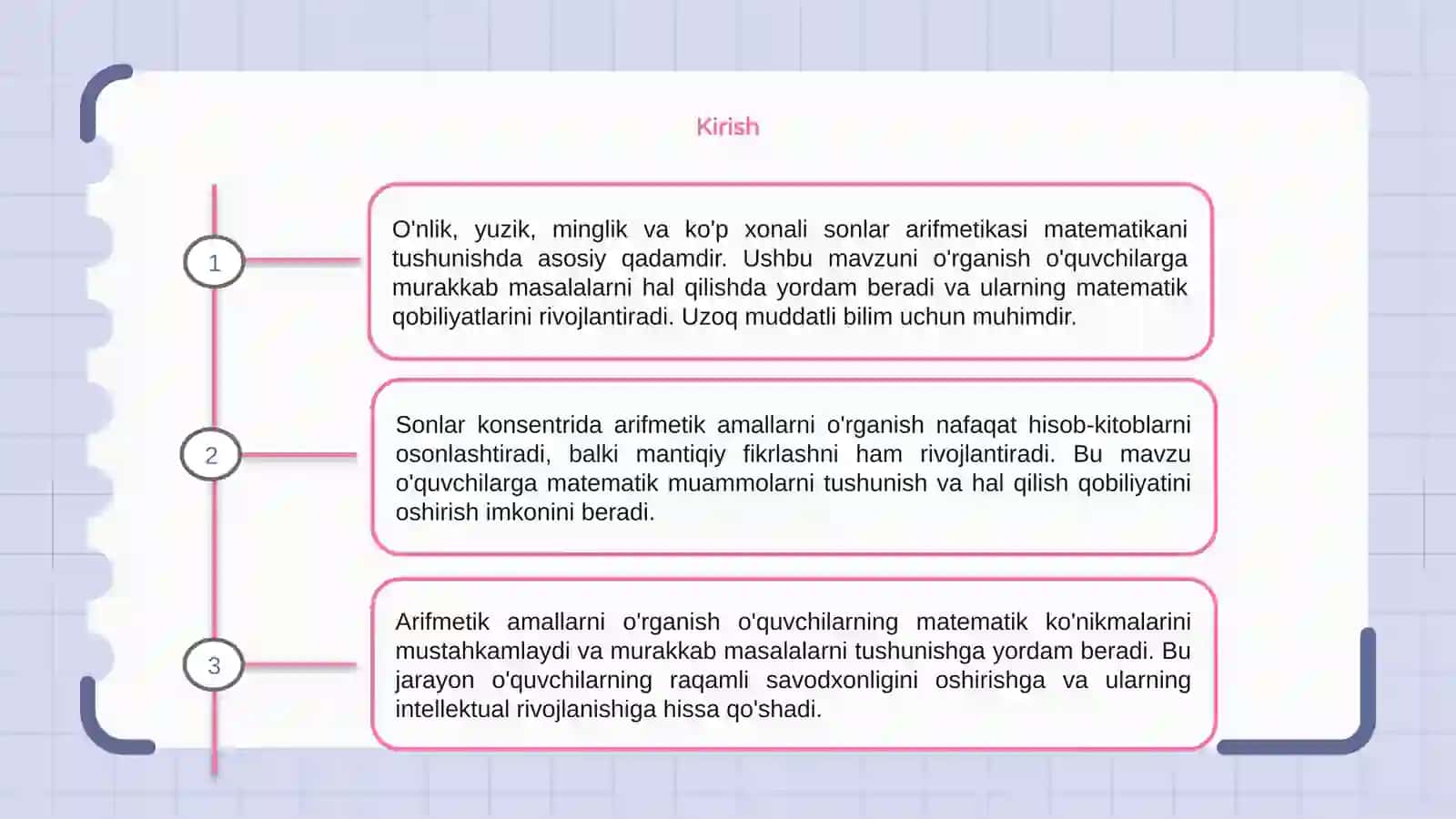 O'nlik,Yuzik,Minglik va Ko'p  Xonali  Sonlar  Konsentrida  Arifmetik Amallarni  O'rgatish 3