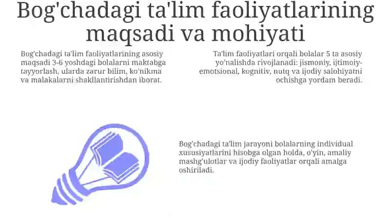 Bog'chadagi ta'lim faoliyati: Maqsadlar, dastur va uslublar 3