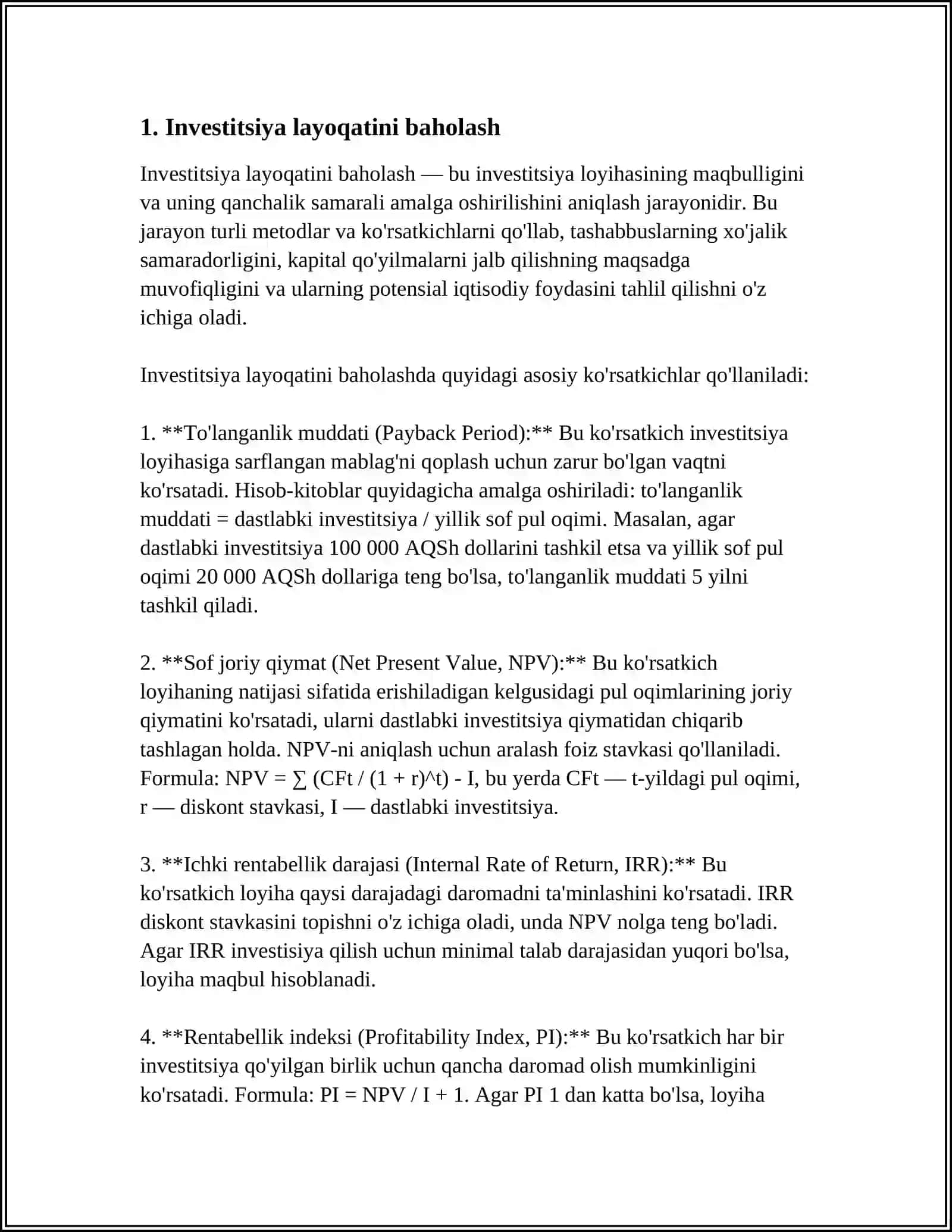 NOANIQLIK SHAROITIDA INVESTITSIYA STRATEGIYALARI 3