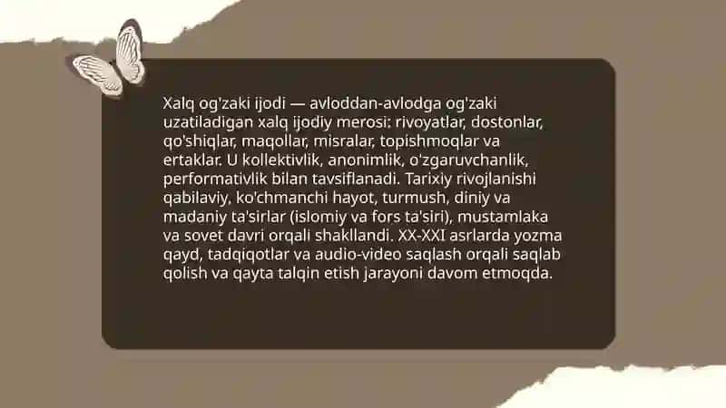 Xalq og'zaki ijodining tushunchasi va tarixiy rivojlanishi 3