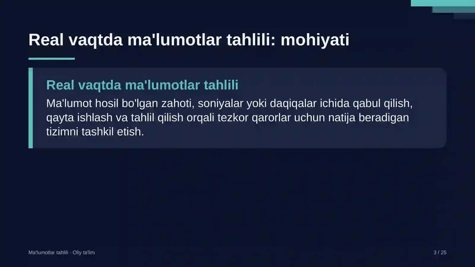 ulgurji bozorlarda real vaqtda ma'lumotlar tahlilini tashkil etish 7914 3