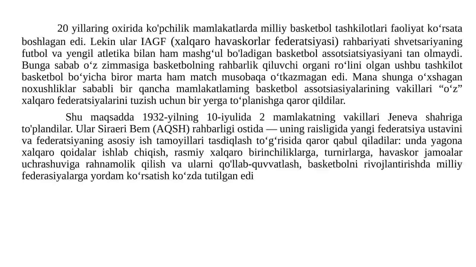 Xalqaro basketbolittifoqiFIBAning tuzilishi va tashkil topishi to’g’risida nazariy na’lumot 3