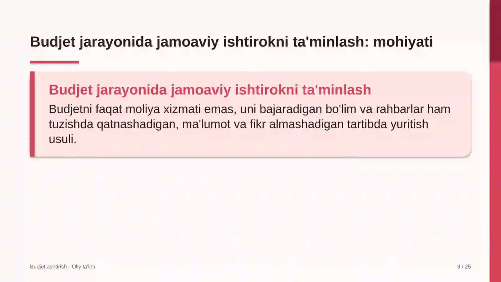 Aviatsiya texnikasini ta'mirlash korxonalarida budjet jarayonida jamoaviy ishtirokni ta'minlash 3