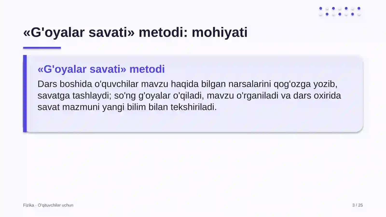 fizika darslarida g'oyalar savati metodidan foydalanish 3450 3