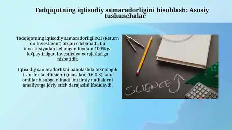 Ilmiy tadqiqotlarning iqtisodiy samaradorligi hisoblash 3