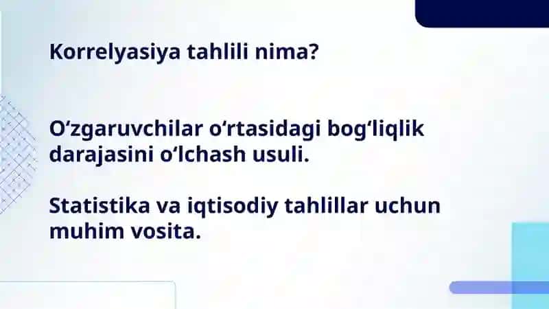 Korrelyasiya tahlilining maqsadi 3
