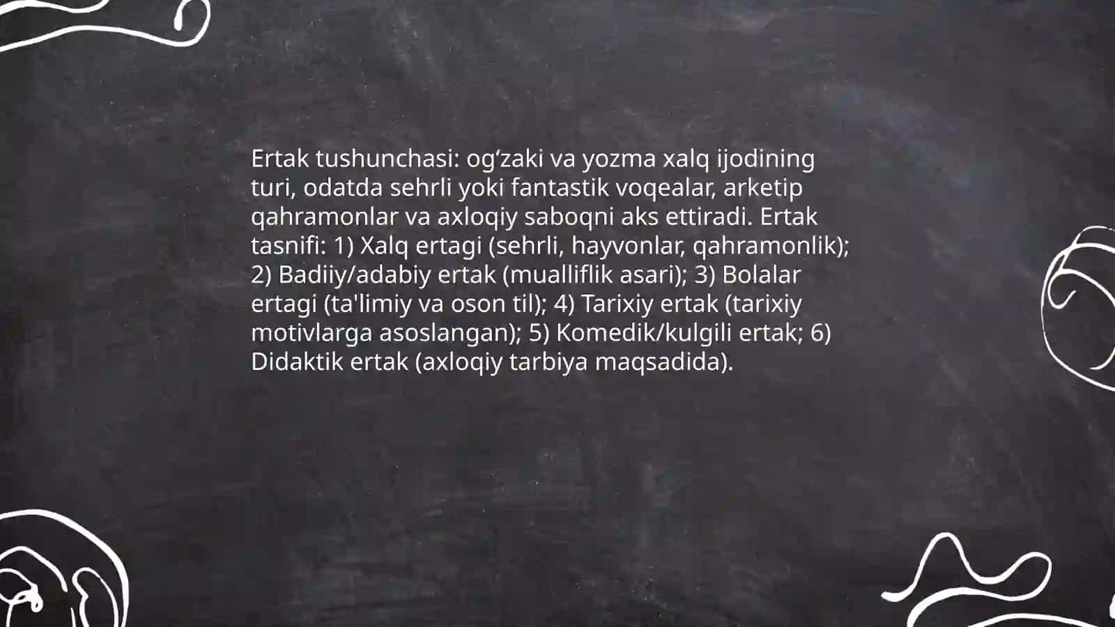 Ertaklar tasnifi va ularning turlari 3