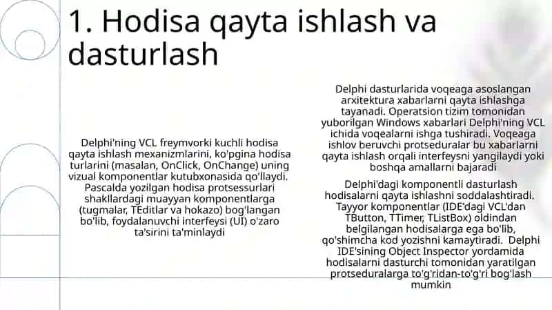 DELHPI tilida ilova yaratish 3