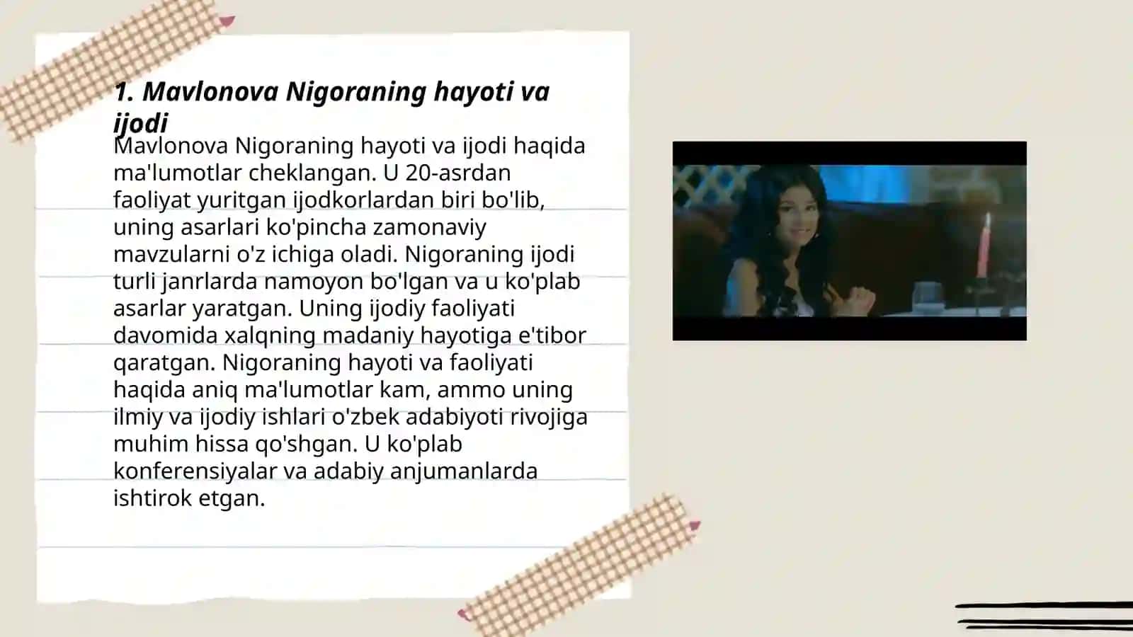 Mavlonova Nigoraning hayoti va ijodi 3