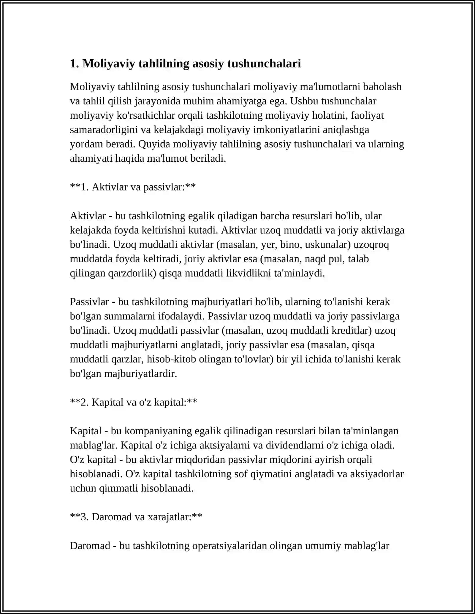 Moliyaviy tahlilda integral hisob tadqiqotlari 3