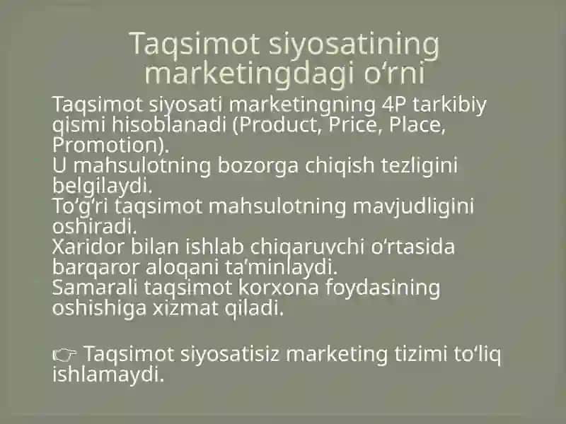 Marketing tizimidagi taqsimotsiyosati 3