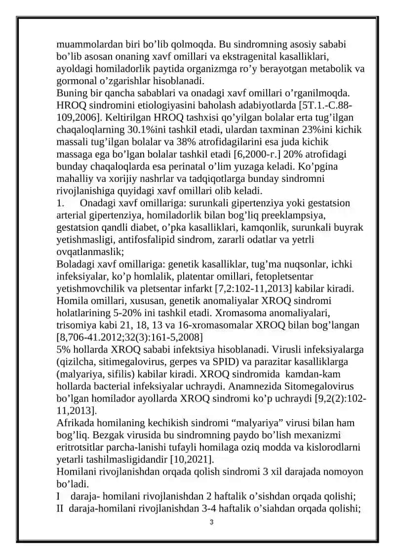 Homilani rivojlanishdan orqada qolish sindromi 3