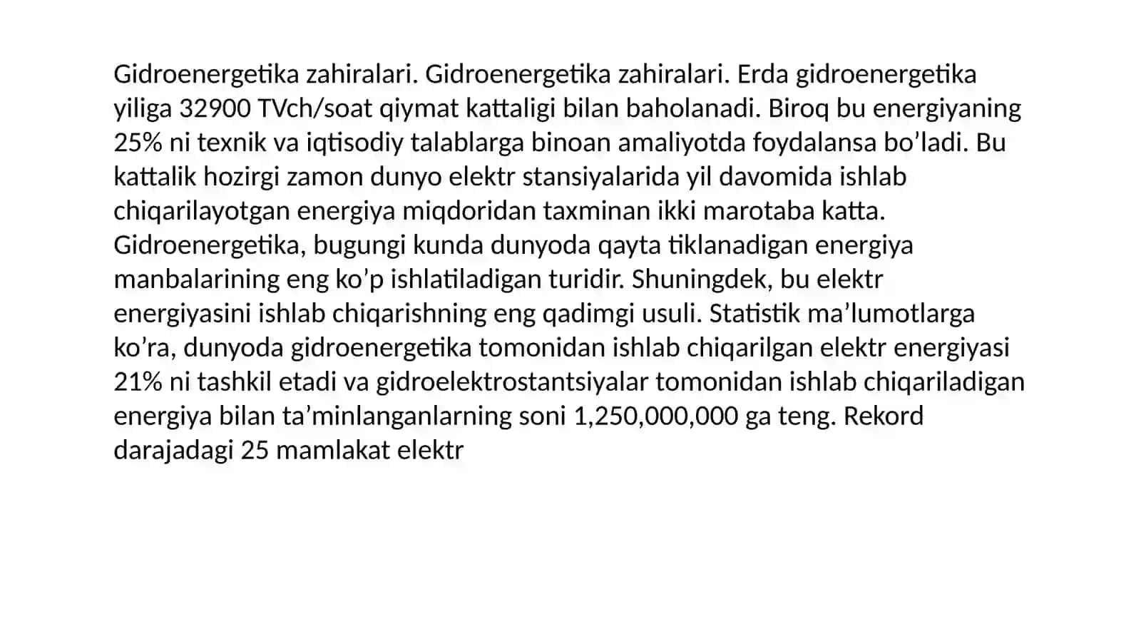 Dengiz suvining ko’tarilish va pasayishidan hosil bo’ladigan energiya zaxiralari 3