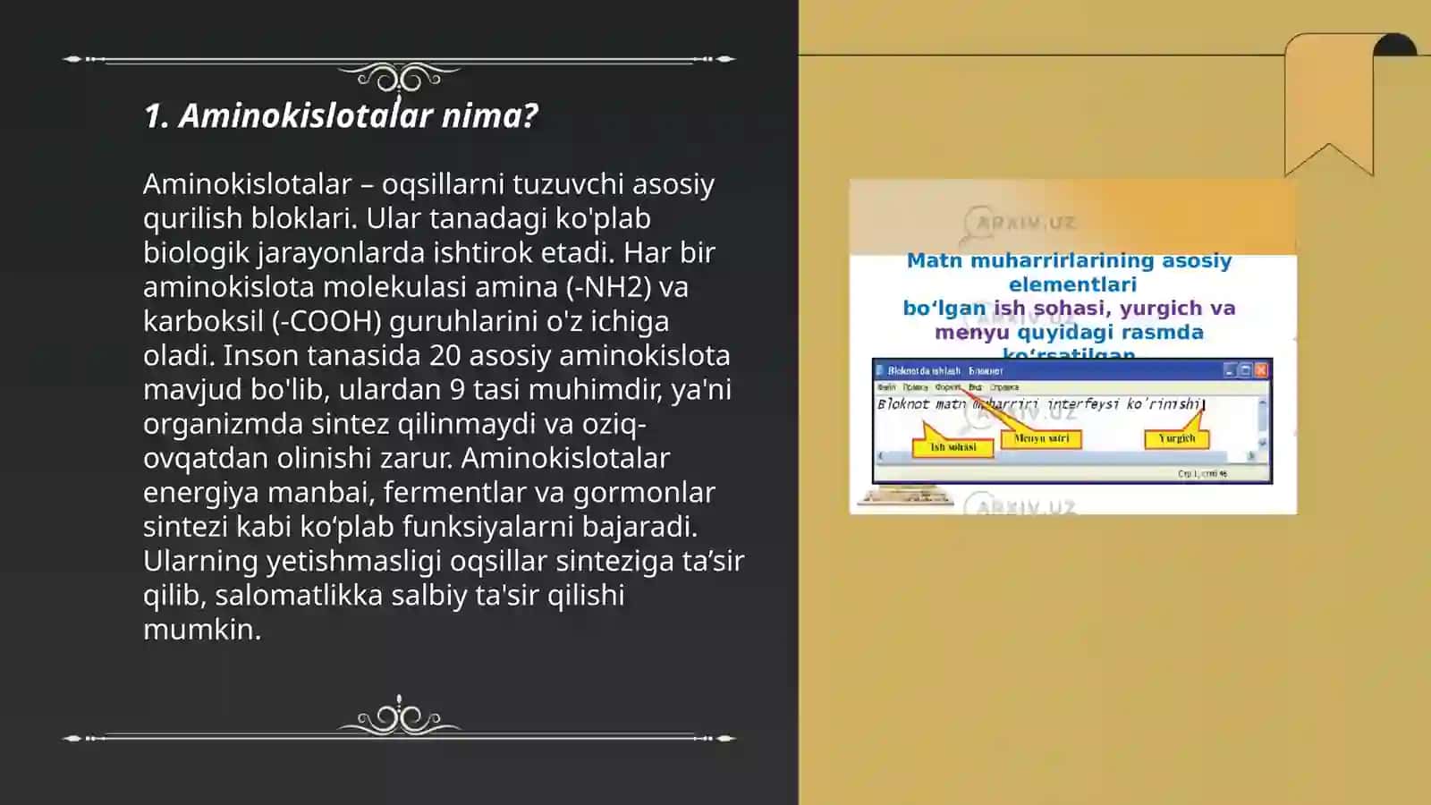 Aminokislotalar, ularning turlari, olinishi, ishlatilishi va tabiatda uchrashi 3