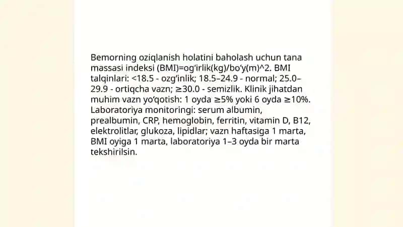 Bemorning ovqatlanishini tashkil qilish va sifatini nazorat qilish 3
