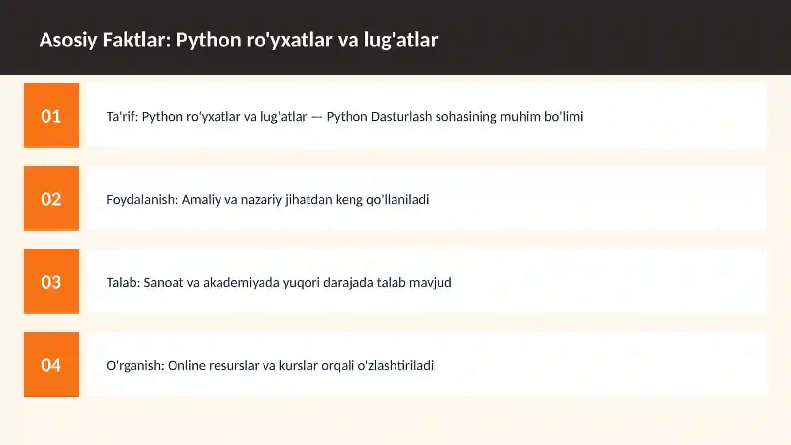 Python ro'yxatlar va lug'atlar 3