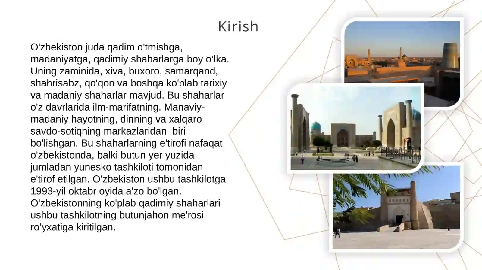Mustaqillik yillarida o‘zbekiston tarixiy shaharlar yubileylarining keng nishonlanishi. (Buxoro va samarqand shaharlari misolida) 3