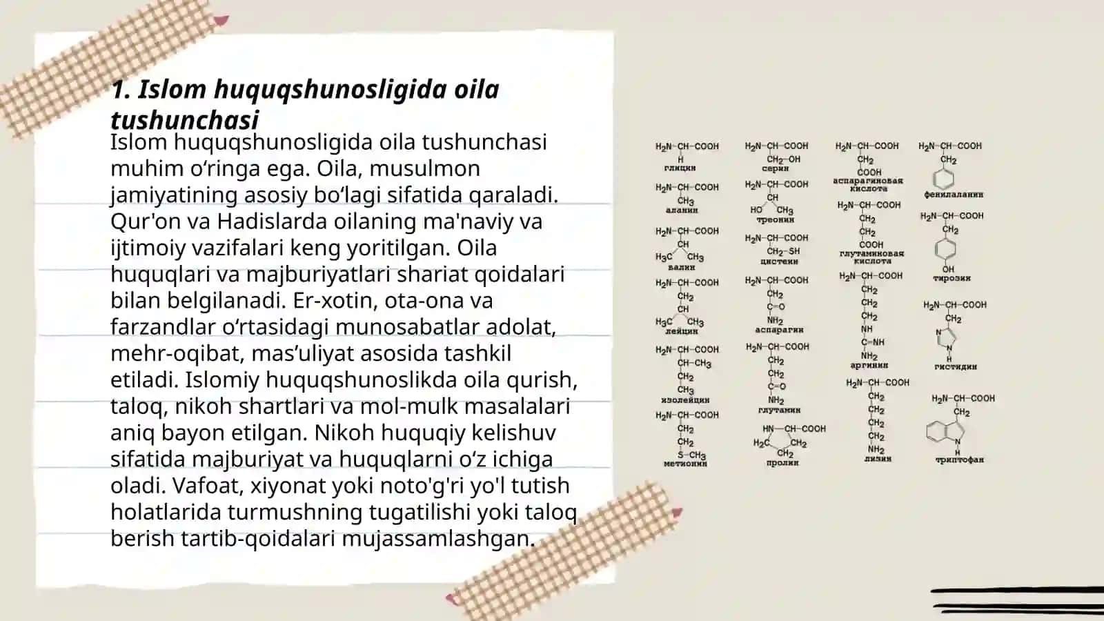 Islom huquqshunosligida oila, nikoh, taloq, idda zihor tushinchalarini taʼriflash 3