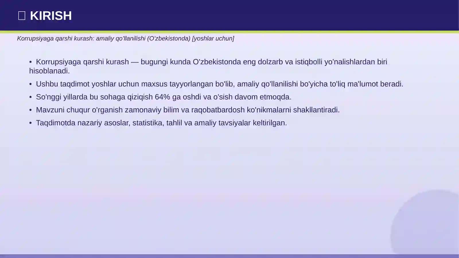 Korrupsiyaga qarshi kurash: amaliy qo'llanilishi (O'zbekistonda) [yoshlar uchun] 3