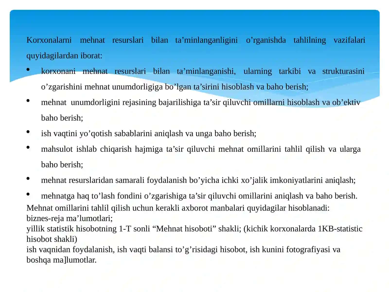 Mehnat resurslari bilan ta’minlanganlik va mehnat unumdarligi ko'rsatkichlari tahlili 3
