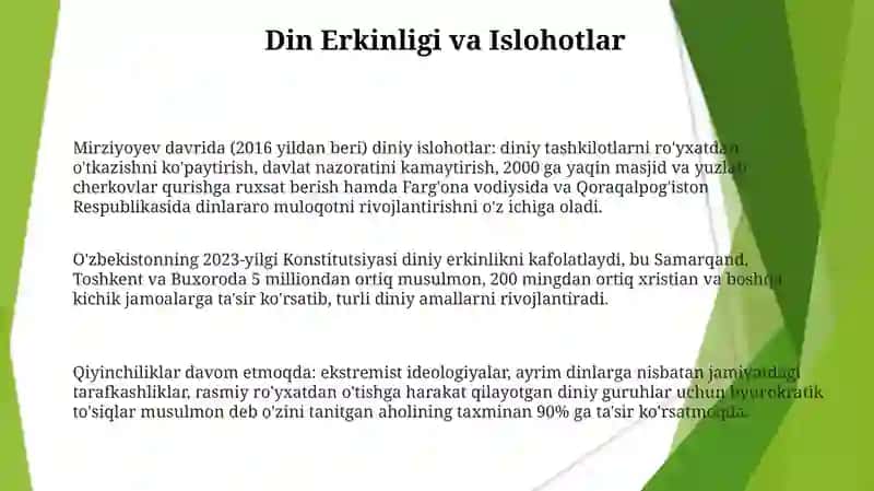 Mirziyoyev davrida (2016 yildan beri) diniy islohotlar 3