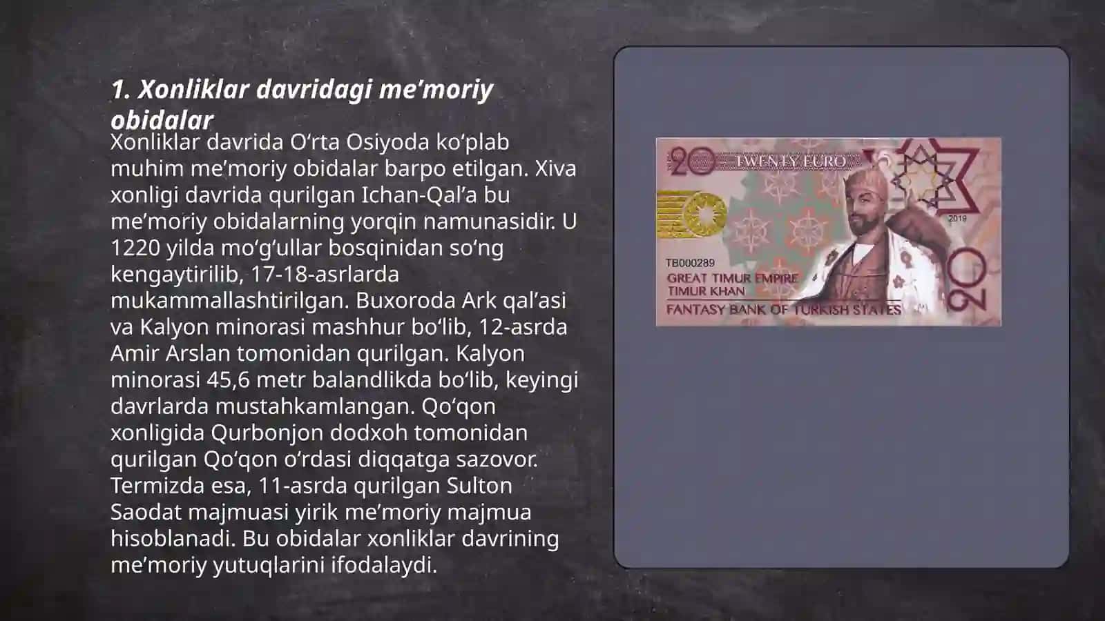 Xonliklar davrida Oʻzbekiston sanʼati 3