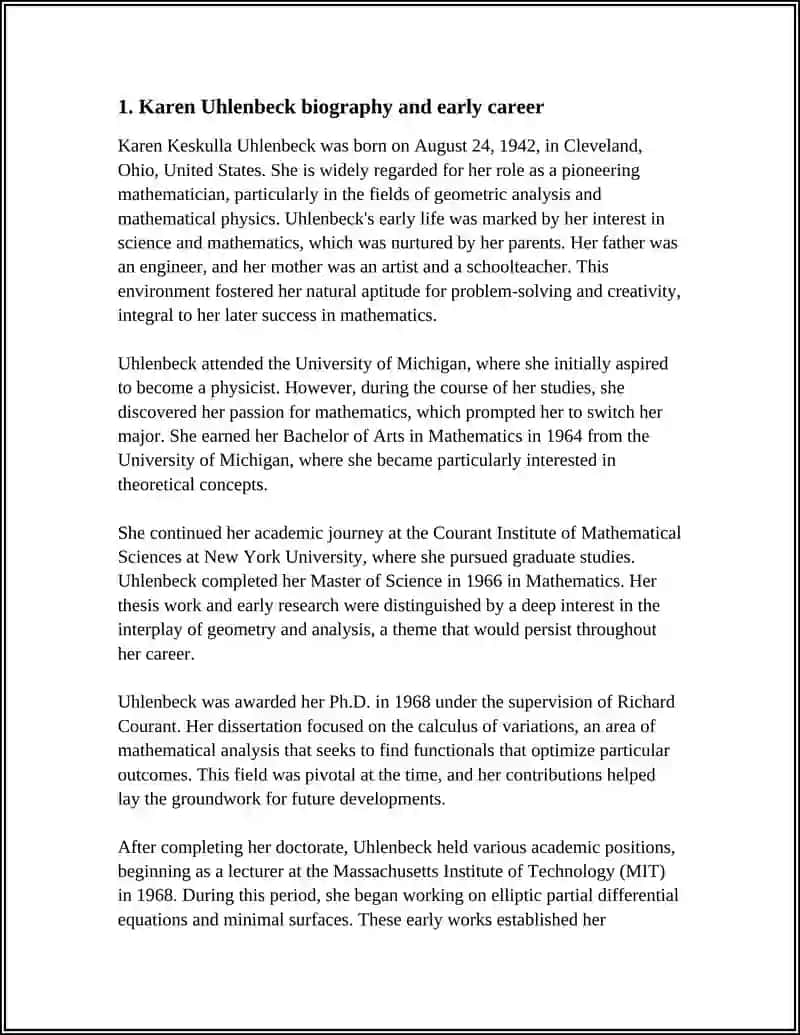 Karen Uhlenbeck biography and early career 3