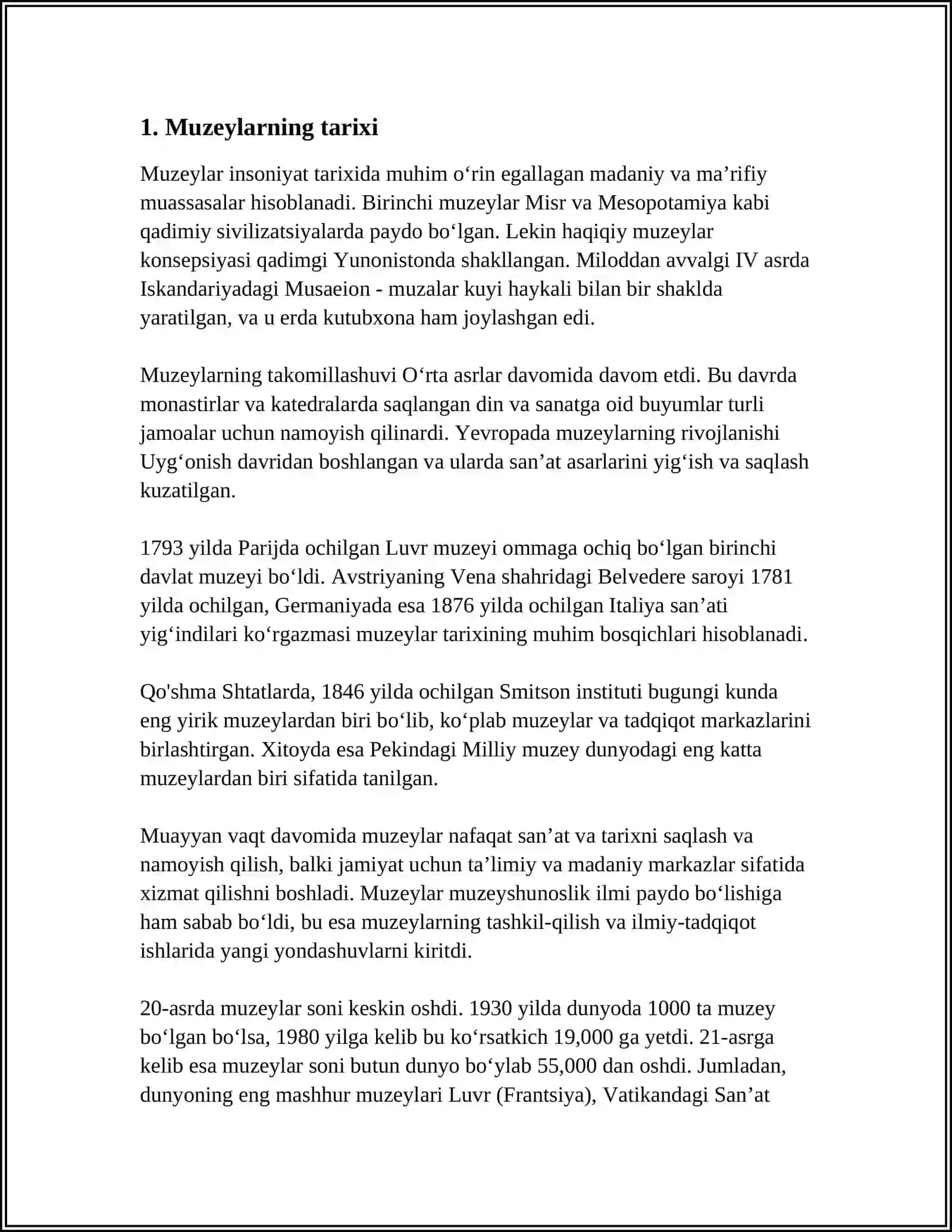 MUZEYLAR O'TMISH VA KELAJAK O‘RTASIDAGI KO‘PRIK 3