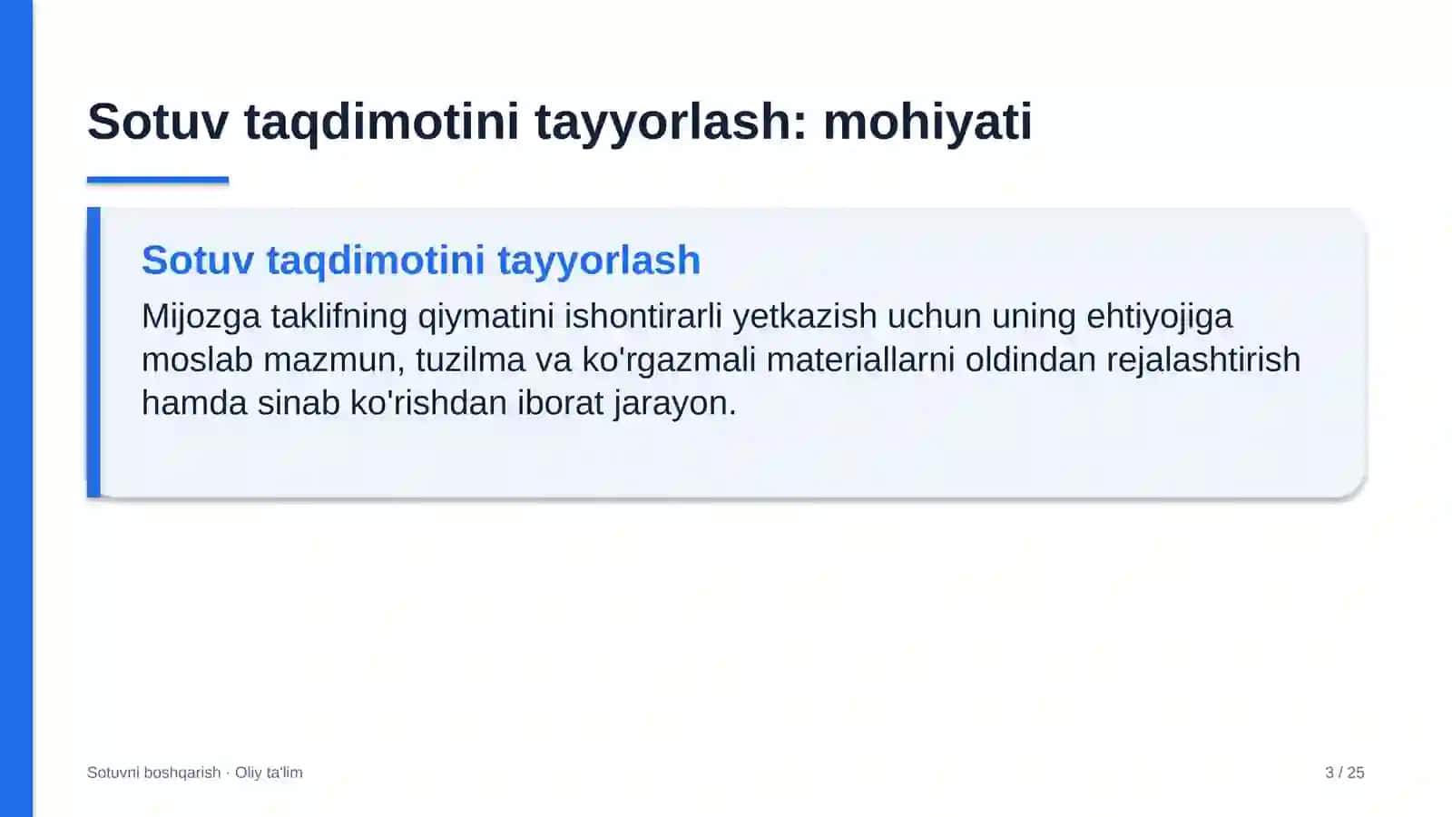 Karshering xizmatida sotuv taqdimotini tayyorlash 3