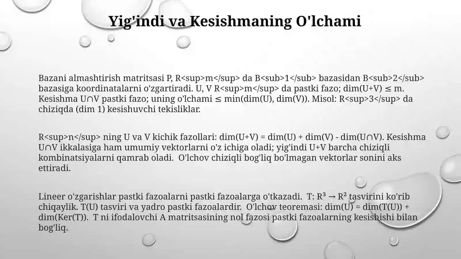 Bazaning o'zgarishi va koordinatalar almashinuvi 3