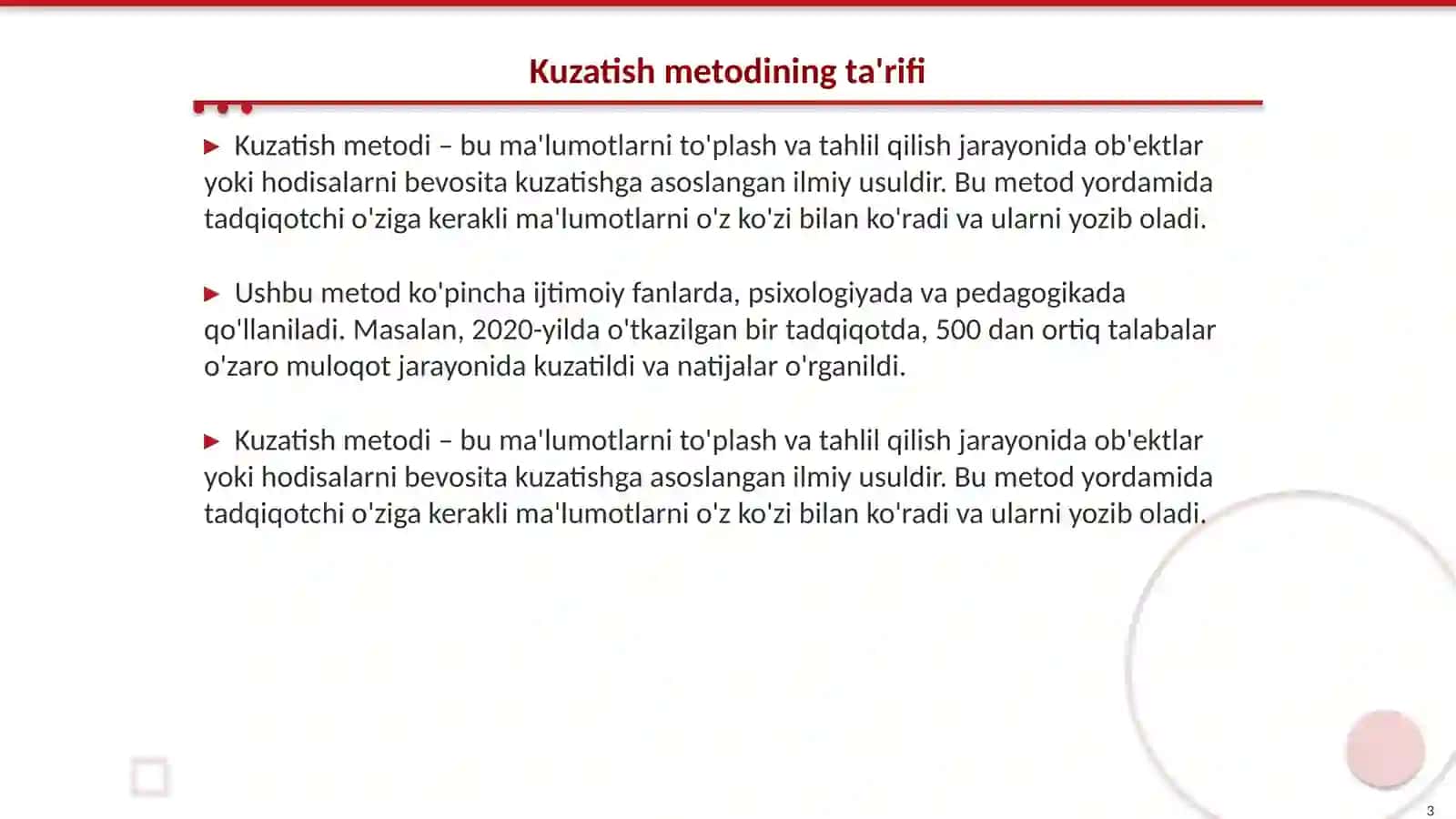 Kuzatish metodi 3