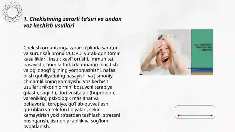 Zararli odatlar.Organizmni chiniqtirish usullari 3