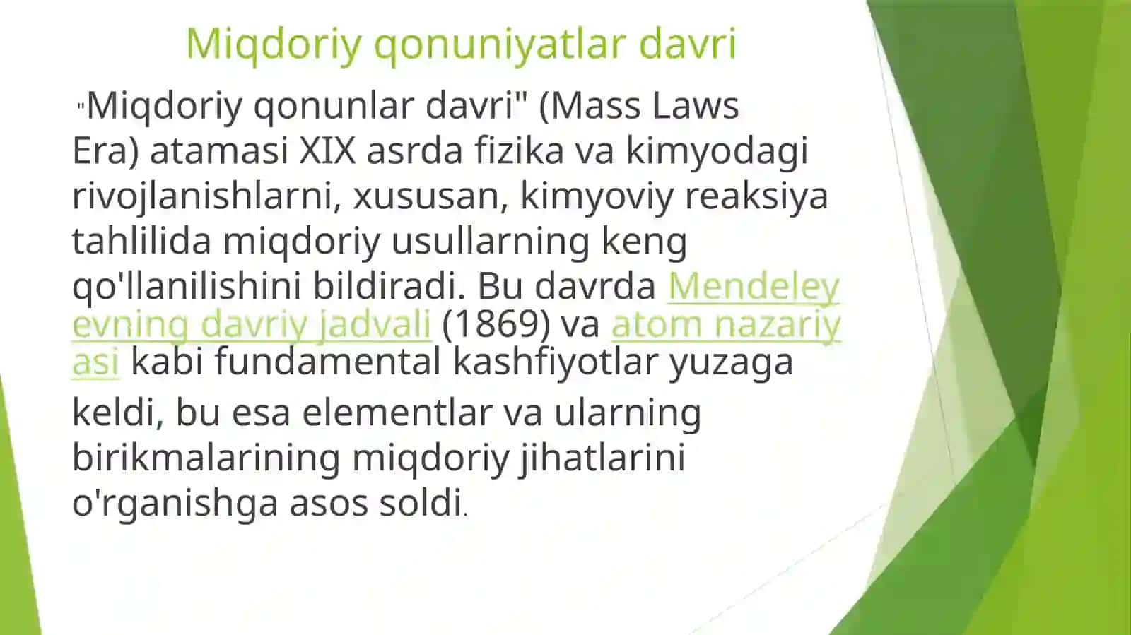 Miqdoriy  Qonuniyatlar.  Ekvivalent  qonuni 3
