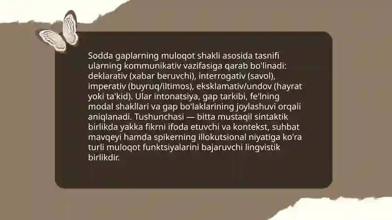 Sodda gaplarning nutqiy qo'llanishi va pragmatik xususiyatlari (mulloqot shakllari asosida) 3