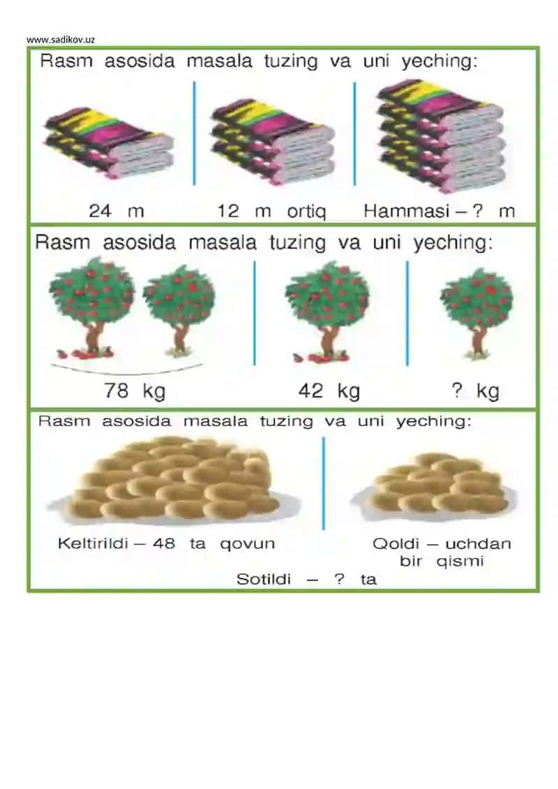 3-sinflar uchun Matematika fanidan tarqatboshlanmalar 22 ta 3