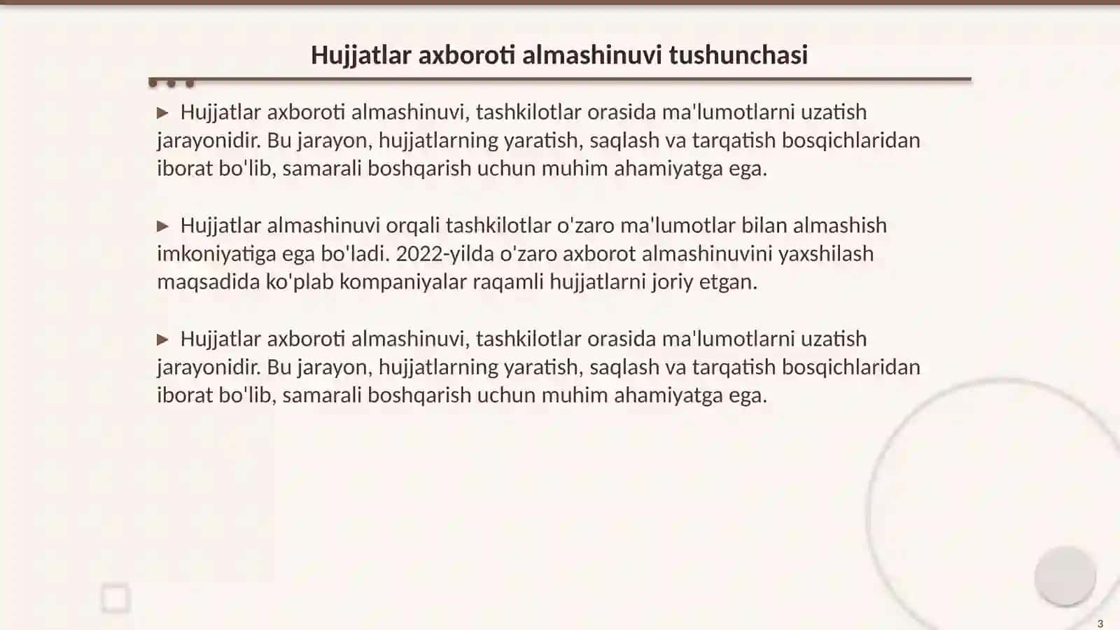 Hujjatlar axboroti almashinuvi 3