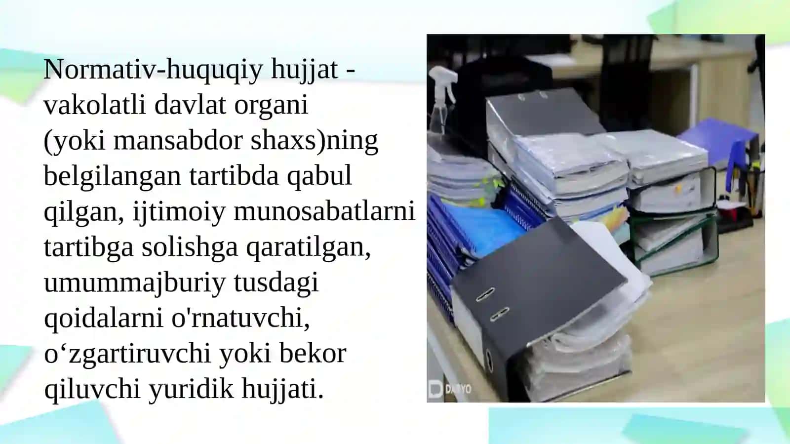 Normativ-huquqiy hujjatlarning shaxslarga nisbatan amal qilishi 3