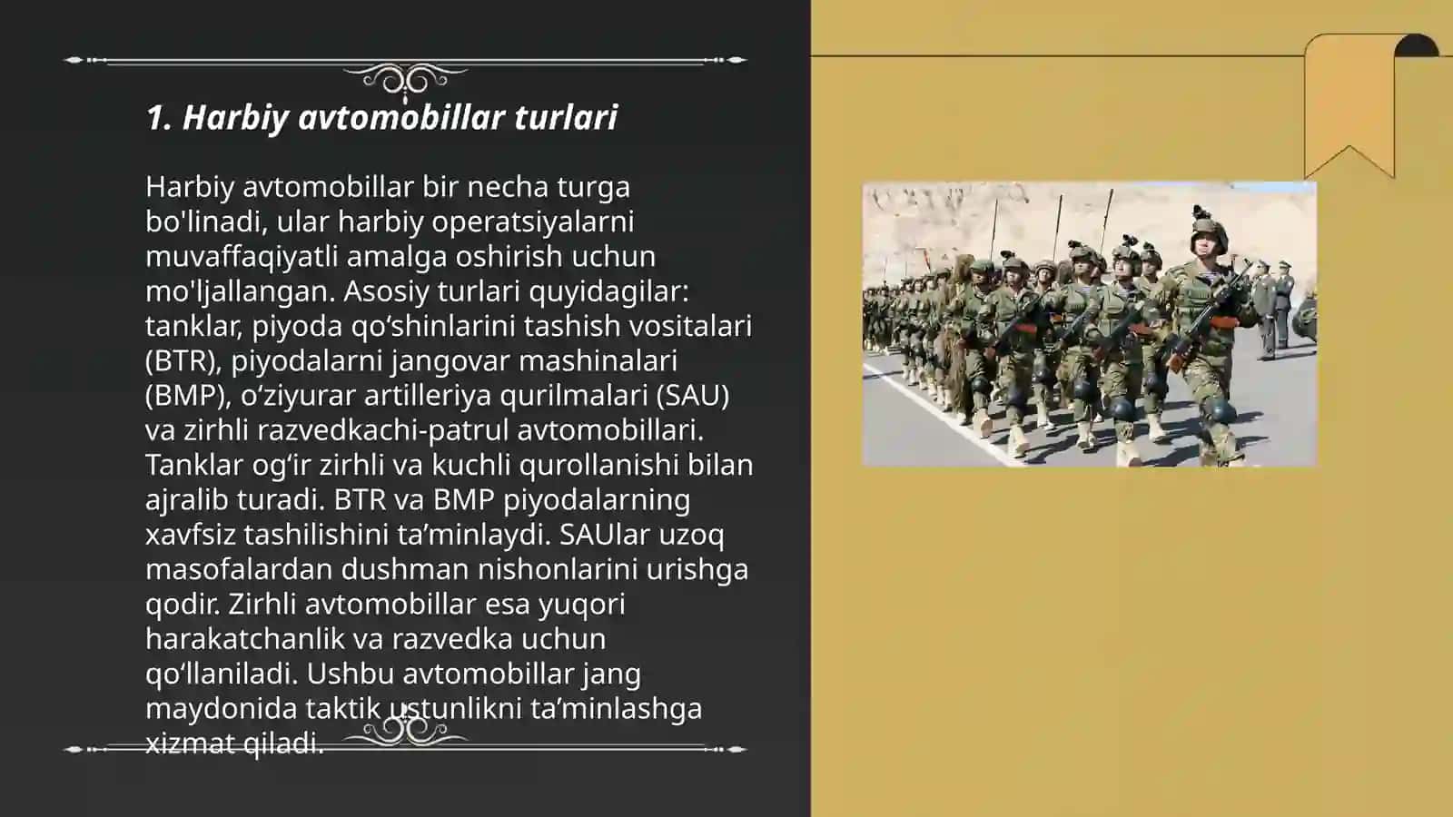 Harbiy avtomobil texnikalari turlari va ularni eksplutatsiya qilish 3