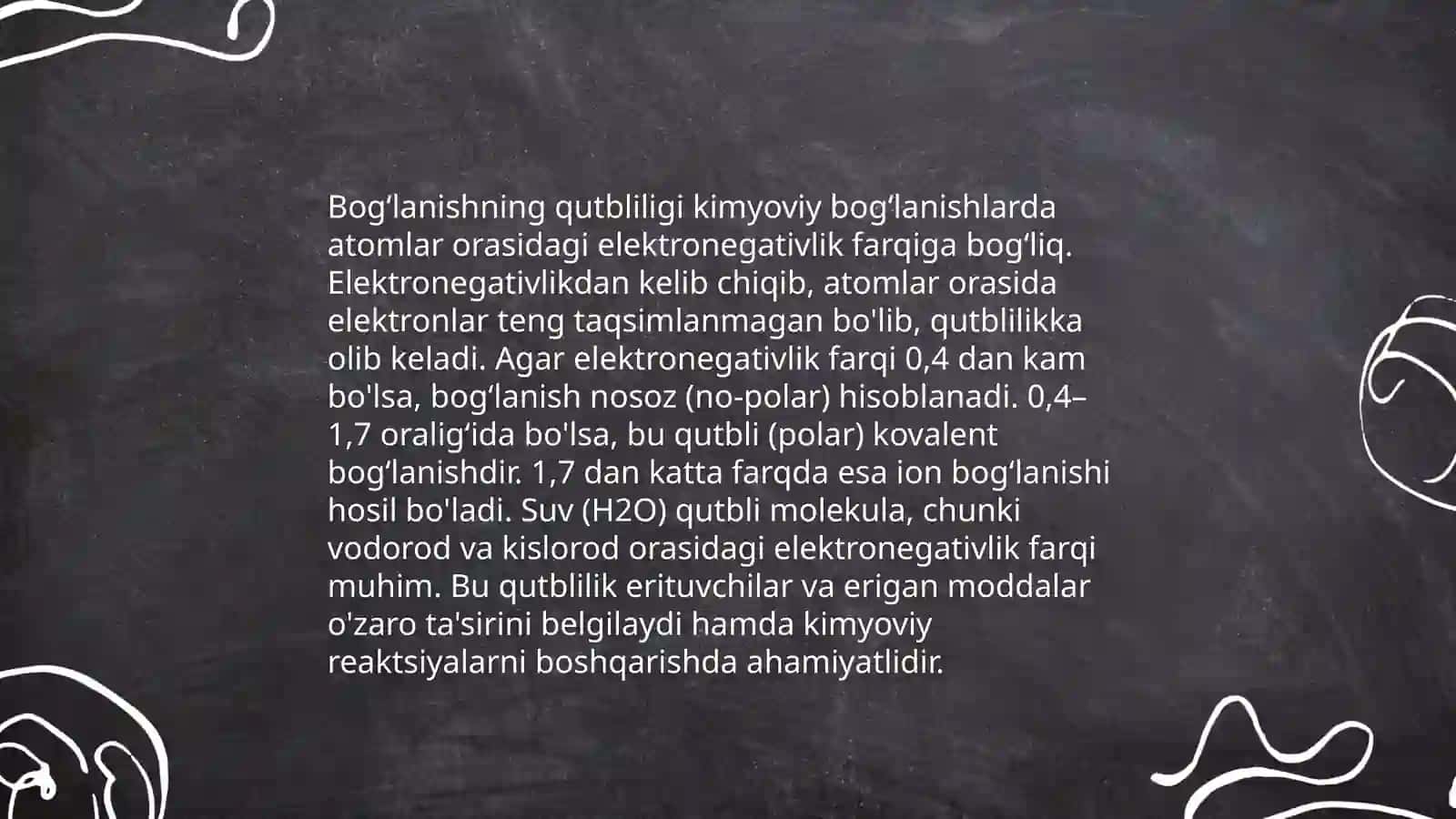 Bogʻlanishning qutbliligi, dipol momentini aniqlash. Ion bog energiyasini hisoblash 3