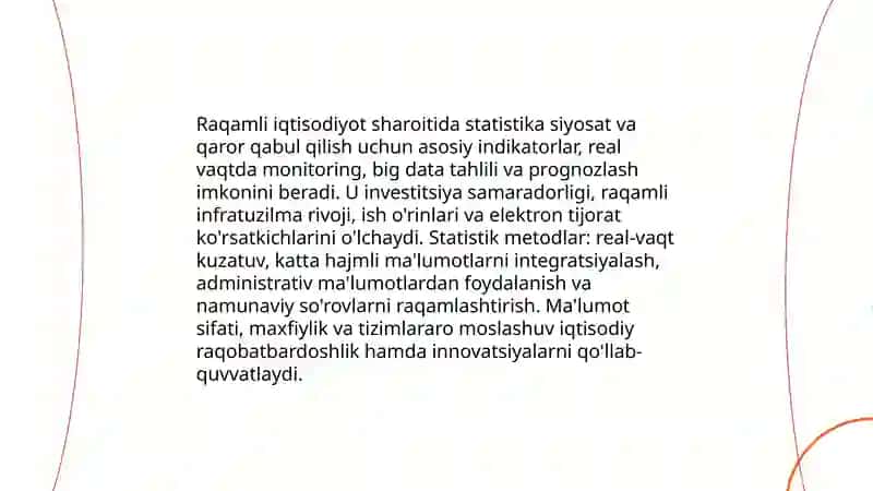 Raqamli iqtisodiyoti sharoitida statistikani tutgan o‘rni va ahamiyati 3