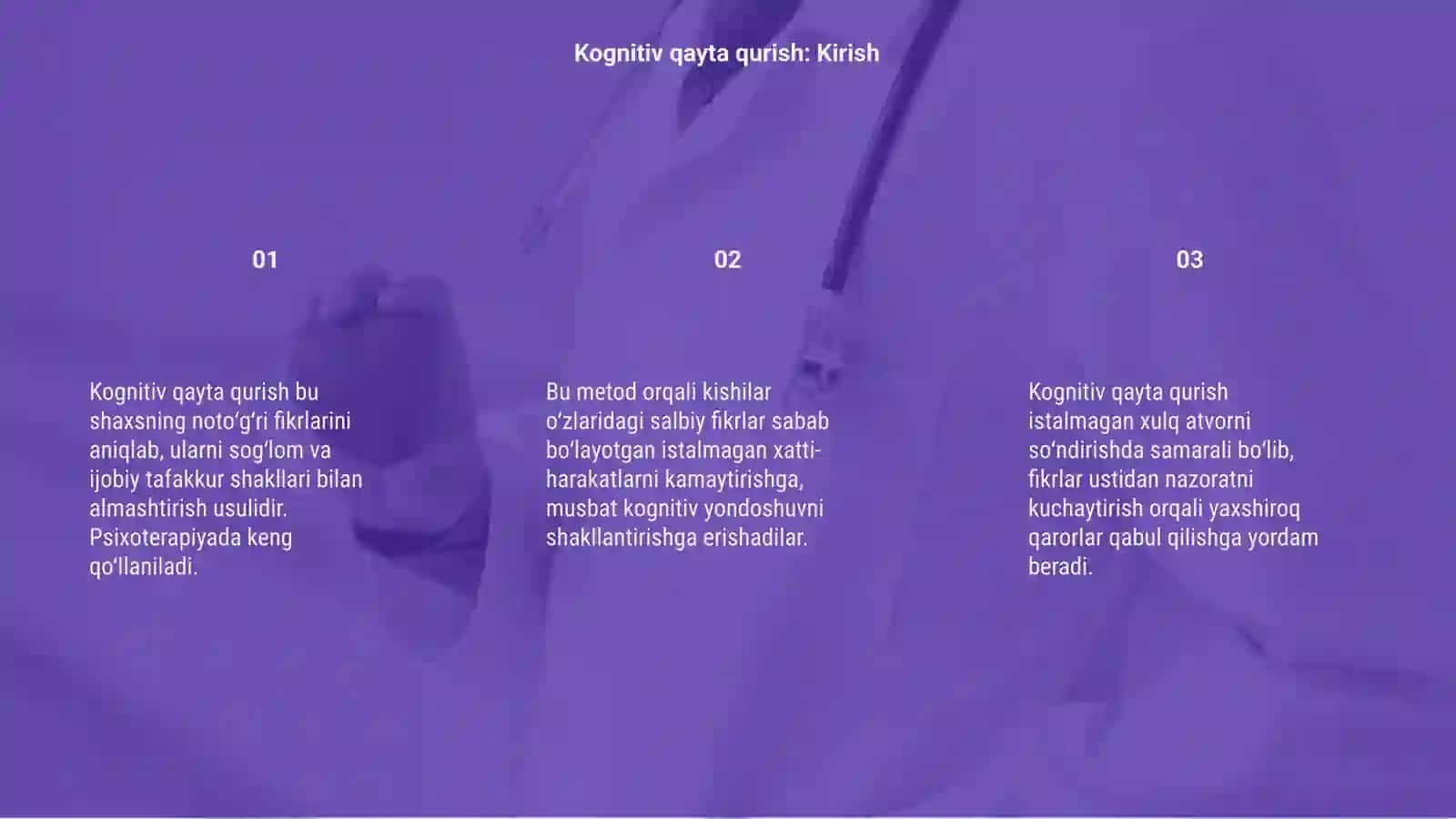 Kognitiv qayta qurish.Istalmagan xulq atvorni soʻndirish metodlari 3