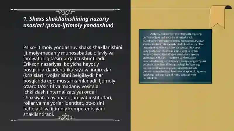 Shaxs shakillanishi va psixik rivojlanish psixo ijtimoiy nazrayisa 3