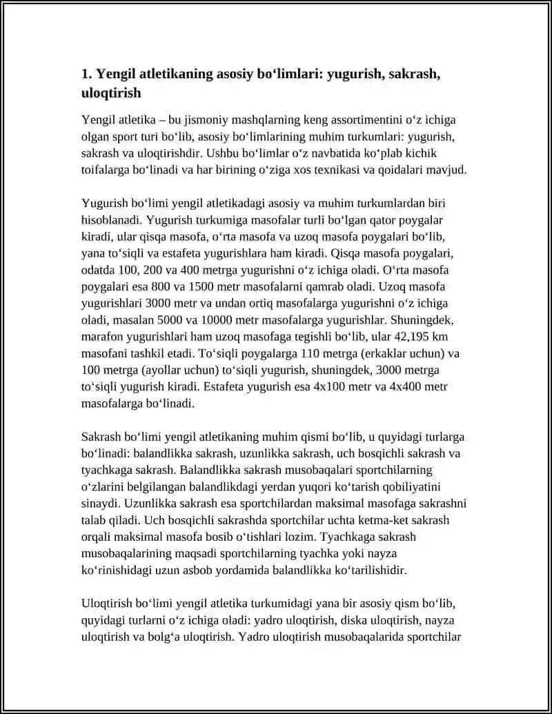 Yengil atletika bo‘limlari va ularning turkumlanishi 3