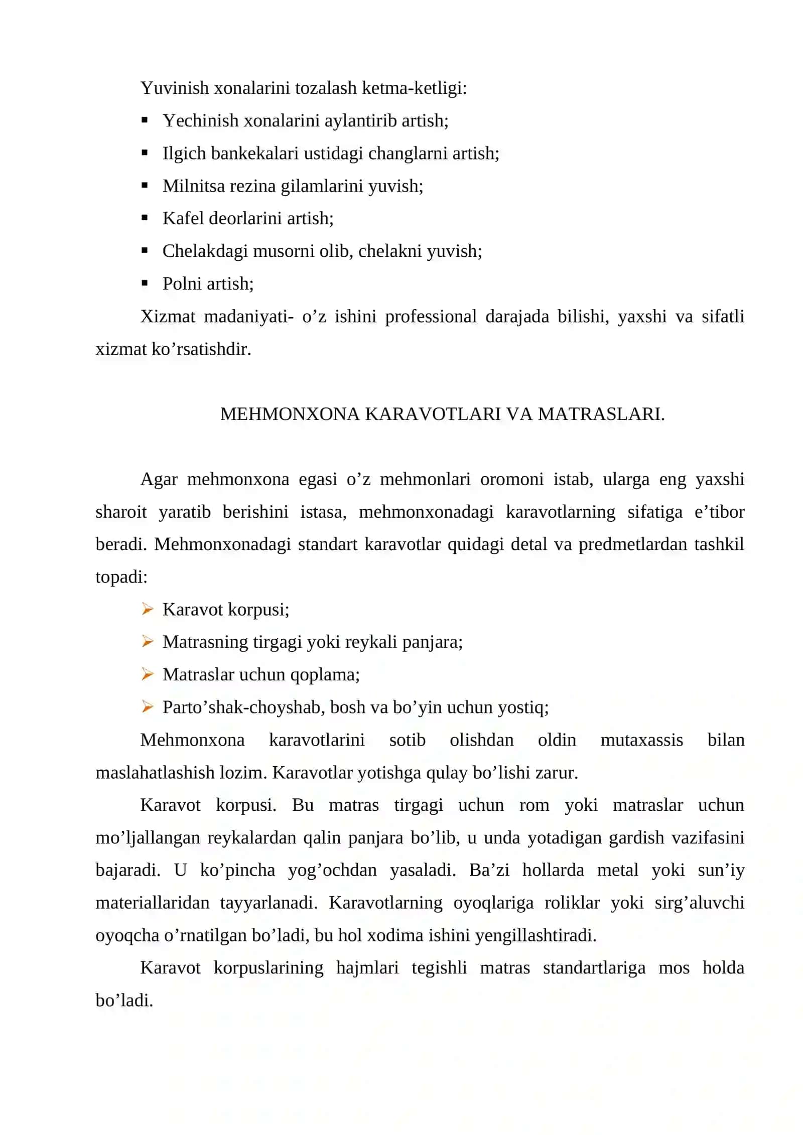 Xonalarni yig’ishtirish, zina va xojatxonalarni tozalash 3