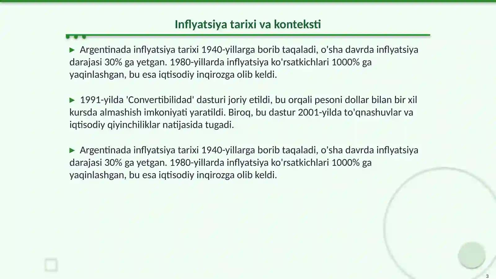 Argentinadа yuqori inflyatsiya sabablari va oqibatlari 3