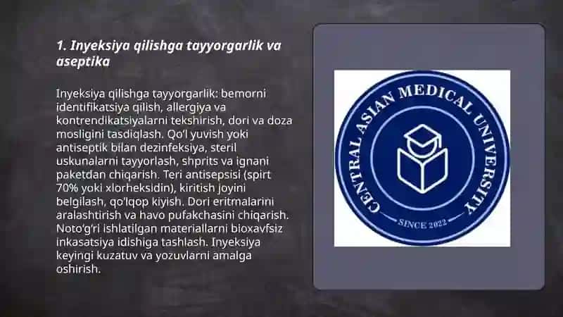 Dori vositalarini inyeksiya qilish metodikasi 3