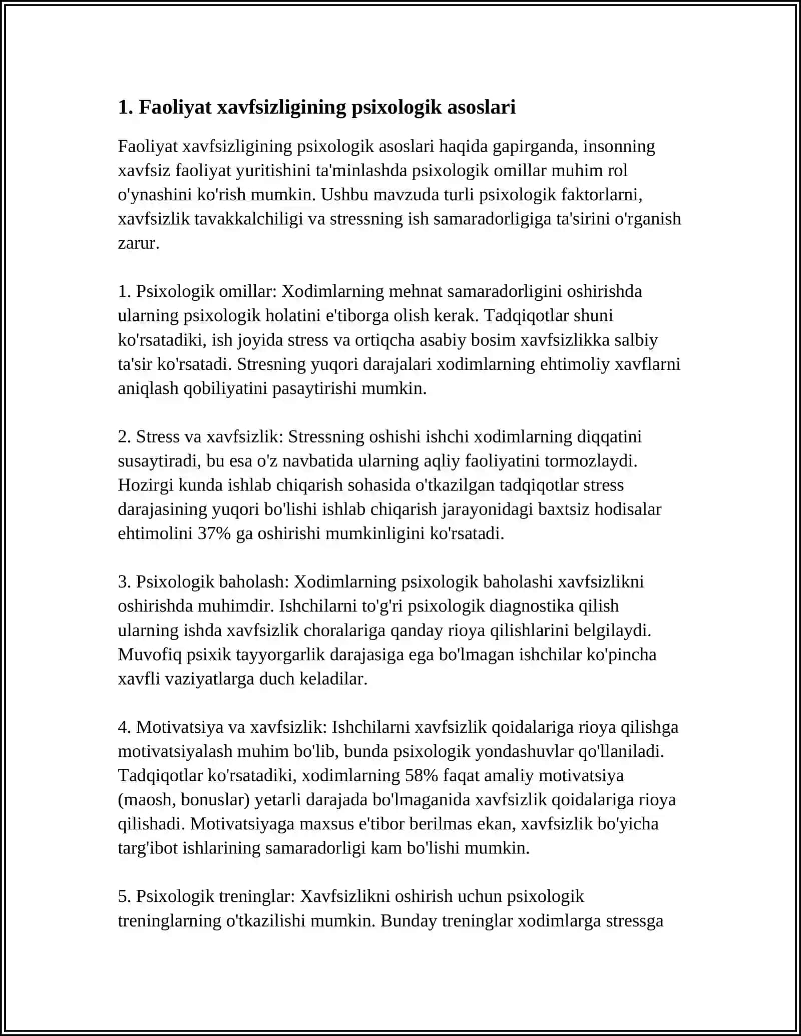 FAOLIYAT XAVFSIZLIGINI TA'MINLASHDA PSIXOLOGIK OMILLARNING AHAMIYATI 3