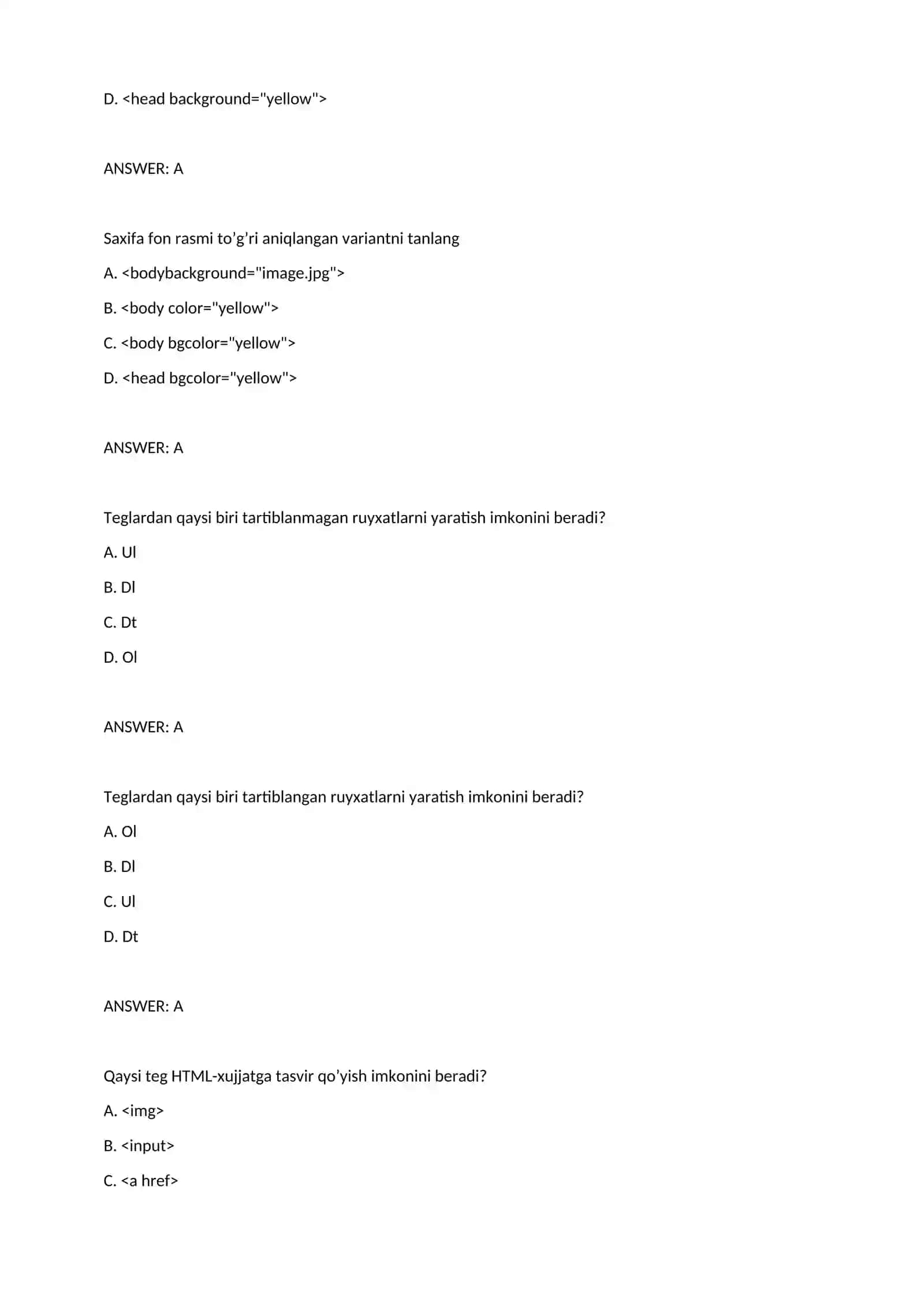 Veb dizayn fanidan testlar 3