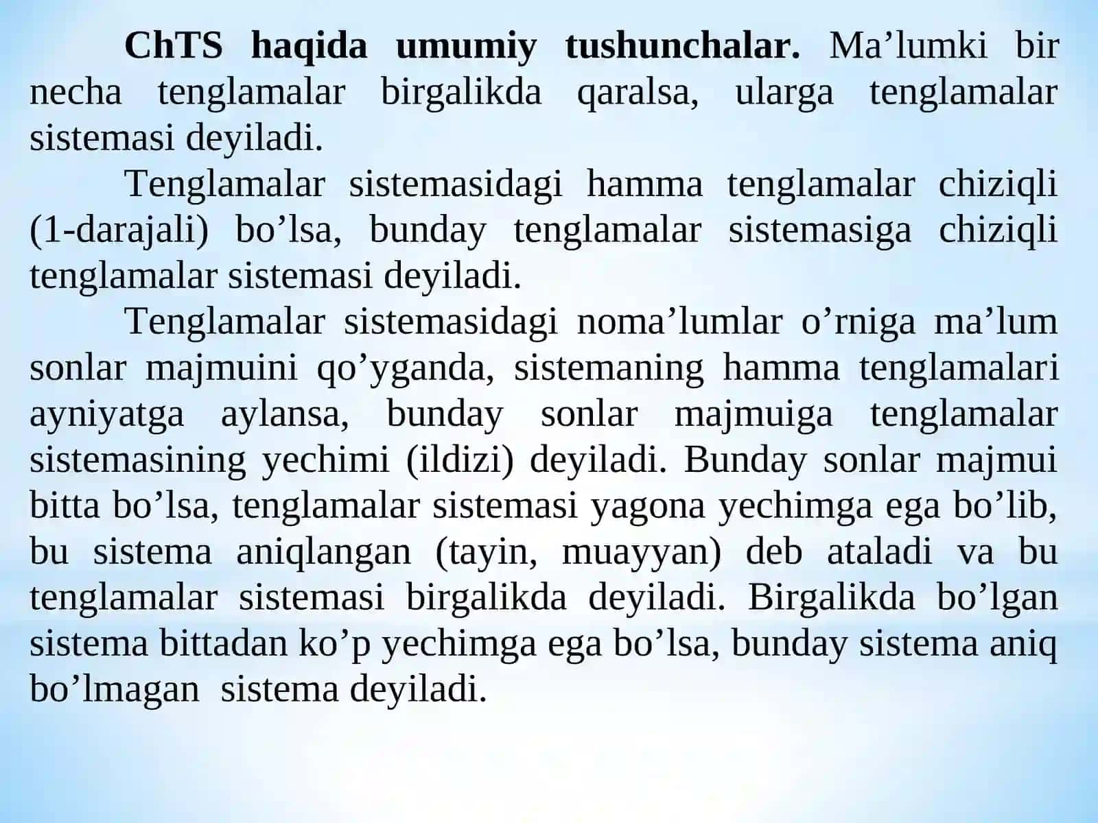 Chiziqli Tenglamalar Sistemasi 3