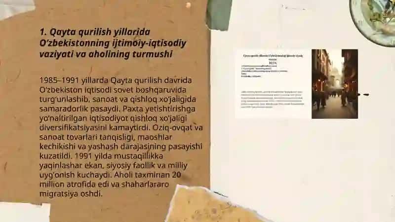 Qayat qurlish yillarida Oʻzbekistoning ijtimoyiu siyosiy vaziyat 3